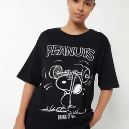 max Women Graphic Printed Round Neck Pure Cotton Oversized T-shirt-picture-37