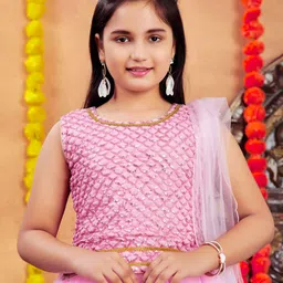 BAESD Girls Embroidered Ready to Wear Lehenga & Blouse With Dupatta image 3