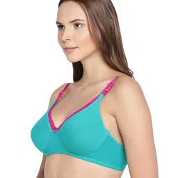 Inner Sense Pack Of 3 Organic Cotton Antimicrobial Soft Nursing Bra - White & Blue image 5