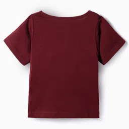 OLLINGTON ST. Cotton Sinker Knit Half Sleeves Top & Denim Skirt - Maroon & Indigo image 4