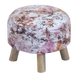 Shadowkart Pink Wooden Mudda Pouffe Ottoman image 2