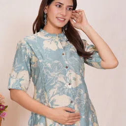 MomsBae Women Floral Printed Maternity Cotton Straight Kurta-picture-14