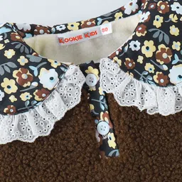 Kookie Kids Full Sleeves Peter Pan Collared Solid Winter Top - Brown image 5