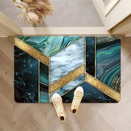 SYGA Non-Slip Dark Green Gold Marble Print Bathroom & Door Mat - Super Absorbent & Stain-Resistant Floor Mat image 5
