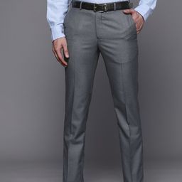Raymond Men Checked Slim Fit Flat Front Formal Trousers-picture-45