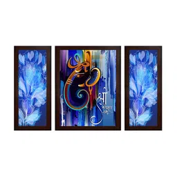 WENS Set of 3 Blue & Brown Lord Ganesha MDF Wall Paintings image 2