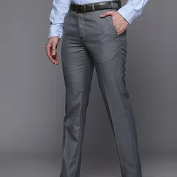 Raymond Men Checked Slim Fit Flat Front Formal Trousers image 5
