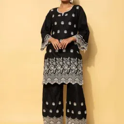 Libas Black Embroidered Cotton Co-Ords-image-33