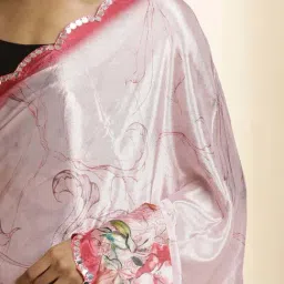 Jaipur Kurti Pink Printed Saree With Unstitched Blouse image 5