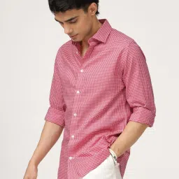 Andamen Red Regular Fit Check Shirt image 3