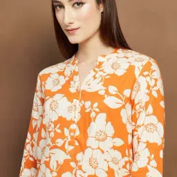 Melange By Lifestyle Rust Regular Fit Floral Print Kurti image 5