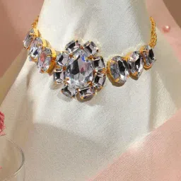Sohi silver plated designer stone party necklace for women-image-38