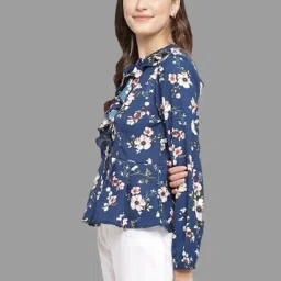 Latin Quarters Blue Floral Print Top image 3
