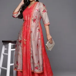 A PLUS BY AHALYAA Floral Printed A-Line Maxi Dress image 1