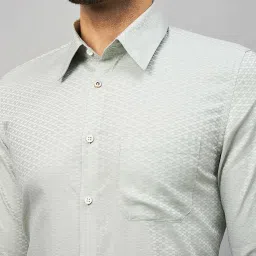 Louis Stitch Green Cotton Regular Fit Texture Shirt image 3