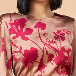 Marigold Lane Beige & Pink Printed A-Line Dress image 5