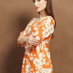 Melange By Lifestyle Rust Regular Fit Floral Print Kurti image 3