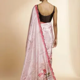 Jaipur Kurti Pink Printed Saree With Unstitched Blouse image 2