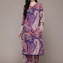 PHYSIL Women Paisley Printed Cotton Kurta with Trousers-picture-23