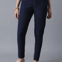W Navy Mid Rise Jeggings-image-15