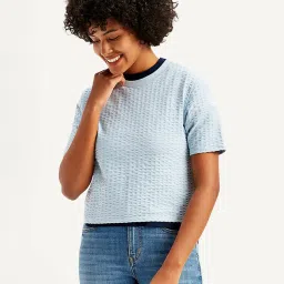 Levi's Blue Cotton Self T-Shirt image 3