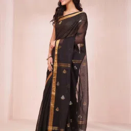 fabindia Black Cotton Silk Sari image 3