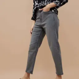 Fame Forever By Lifestyle Light Grey Cotton Regular Fit Jeans image 3