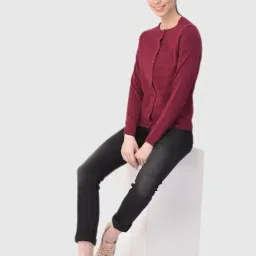 Woodland Maroon Slim Fit Sweater-image-10
