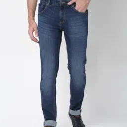 Spykar Blue Slim Fit Lightly Washed Jeans-image-56