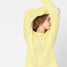 Vero Moda Yellow Self Design Sweater-image-96