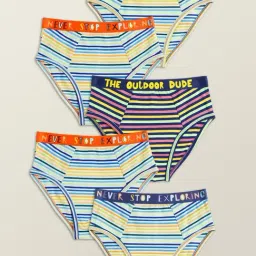 XY Life Kids Blue & Purple Striped Breifs (Pack of 5)-picture-18