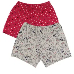Bodycare Kids Off White & Fuchsia Printed Shorts (Pack Of 2)-image-44