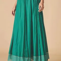 Fabindia Green Cotton A-Line Skirt-picture-32