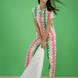 Sweet Dreams Women Printed Front Open Pyjama Set image 3