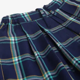 Campana Girls Navy Cotton Chequered Skirts image 3