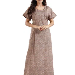 NIGHT QUEEN Women Everyday  Floral Printed Sweat Nightdress Maxi Nightdress-picture-35