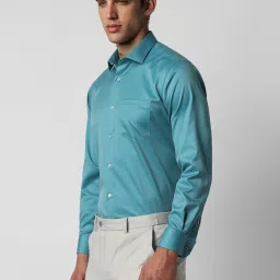 Van Heusen Blue Cotton Regular Fit Shirt image 3