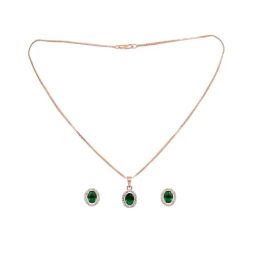 Saraf RS Jewellery Emarald Green AD Solitaire pendant Locket Set with Earrings and Chain-picture-18