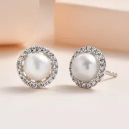 Ornate Jewels 92.5 Sterling Silver Pearl Earrings for Women-image-1