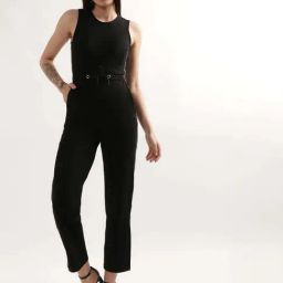 Elle Black Cotton Plain Jumpsuit-picture-48