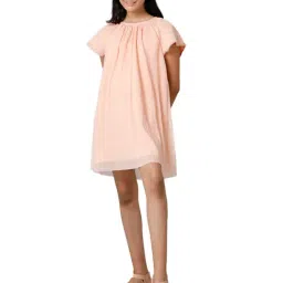 Under Fourteen Only Kids Peach Solid Dress-picture-13