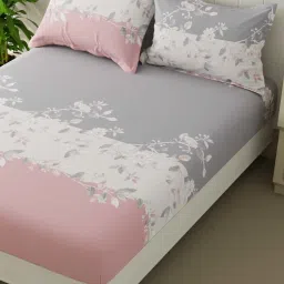 Bianca Beumonte Blue & Pink Microfibre 152 TC Double Bedsheet with 2 Pillow Covers image 3