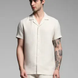 Jack & Jones Beige Cotton Comfort Fit Textured Shirt-picture-13