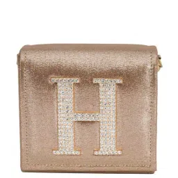 NR by Nidhi Rathi Golden Leather Embellished Clutch image 2