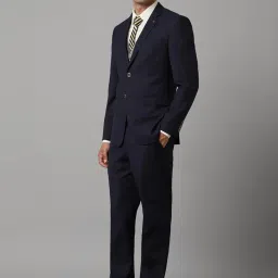 Louis Philippe Navy Slim Fit Checks Three Piece Suit image 3