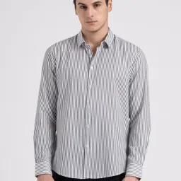 Red Tape White Loose Fit Striped Shirt-image-30