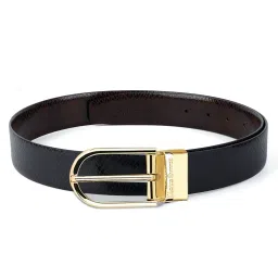 Louis Stitch Black Textured Leather Reversible Belt for Men image 3