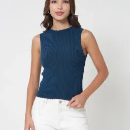 Kalt Teal Cotton Solid Sweater-picture-24