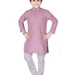 Pro-Ethic Style Developer Kids Pink & White Printed Full Sleeves Kurta with Pyjamas-picture-37