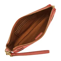 Fossil Red Cut Work Small Leather Zip Around Wallet image 3